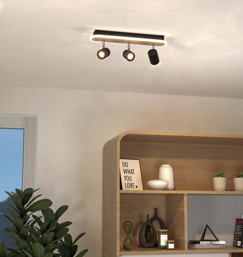 Opbouwspot - Zwart/bruin - 46x10x15 cm - Dimbaar - LED - 3x20W - 3000K