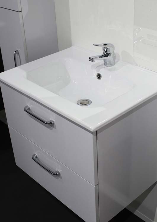Badkamermeubel Ruben 60cm grijs glans + kolomkast + spiegel