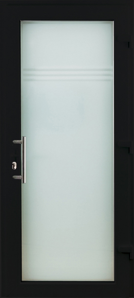 Buitendeur pvc zwart/wit 980 x 2180 mm mat 3 klare lijn L