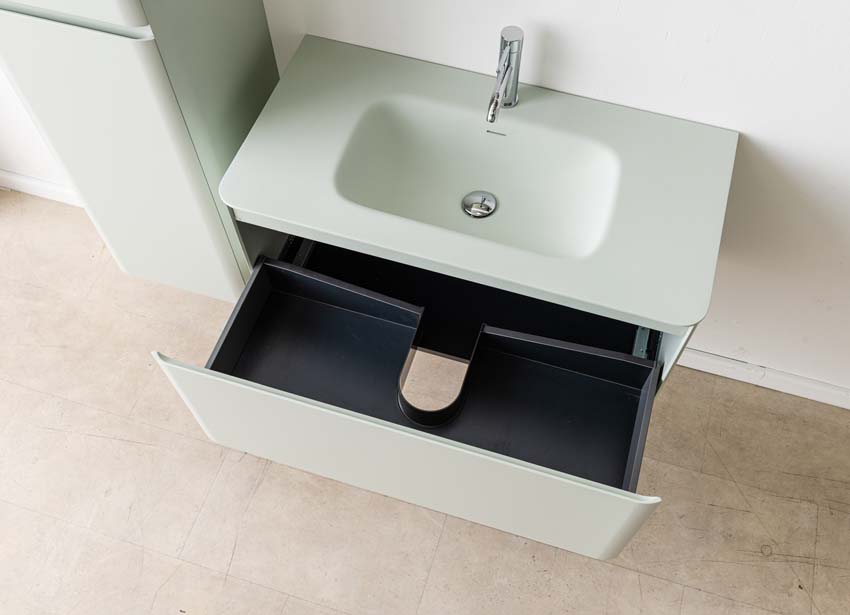 Meuble de salle de bain Austin menthe avec lavabo simple mat 90cm