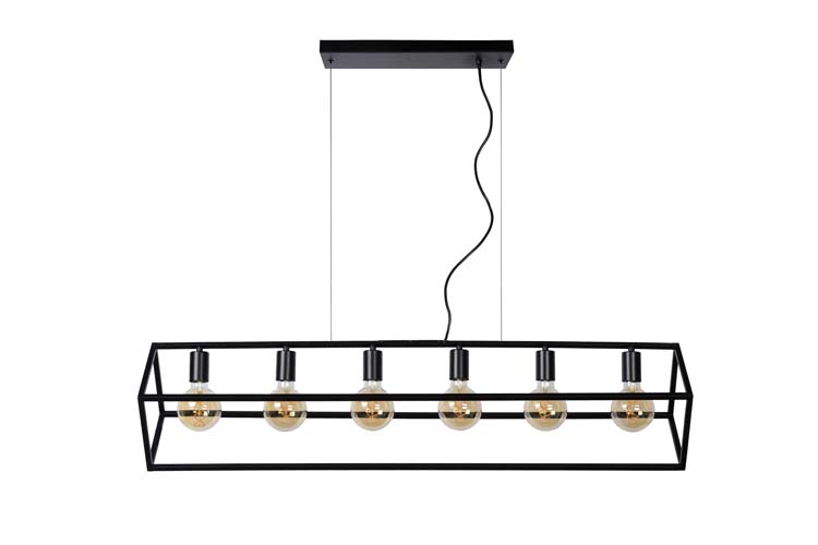 Lucide FABIAN - Hanglamp - 6xE27 - Zwart
