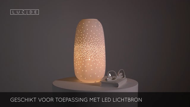 Lucide FLORES - Tafellamp - Ø 17,5 cm - 1xE14 - Wit