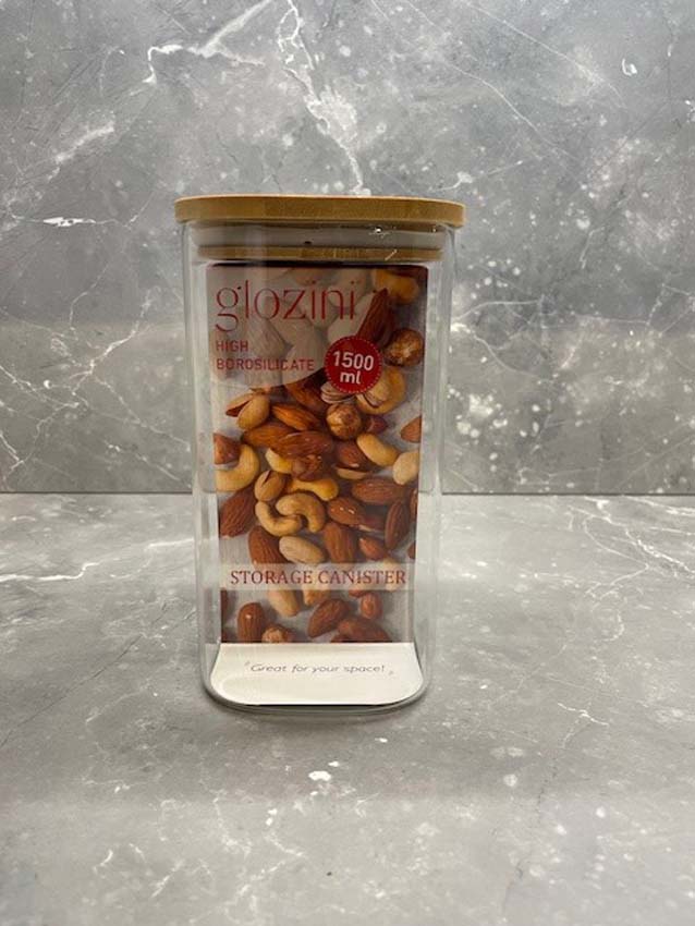 Voorraaddoos hoog glas/bamboe transparant 150cl