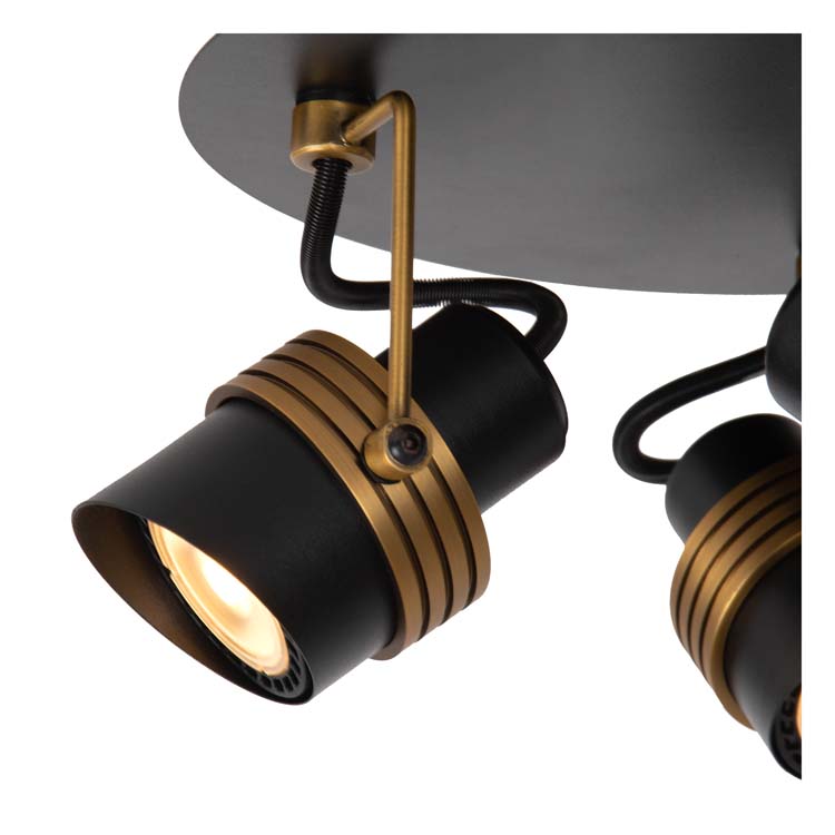 Lucide TUNDRAN - Spot plafond - Ø 21 cm - 3xGU10 - Noir