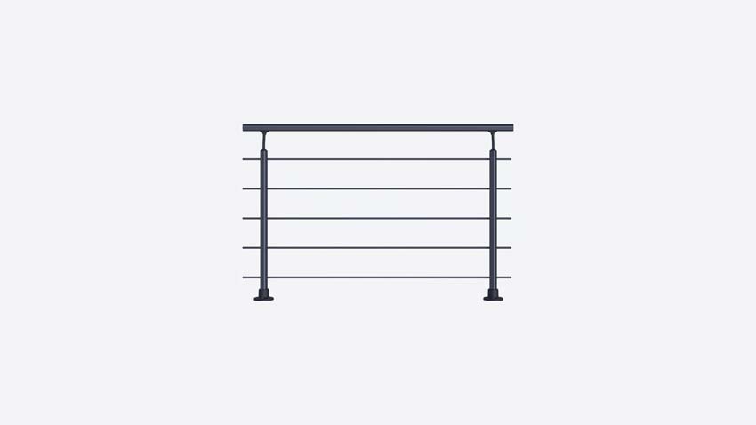 Kit borstwering Rena aluminium zwart 250cm laterale bevestiging