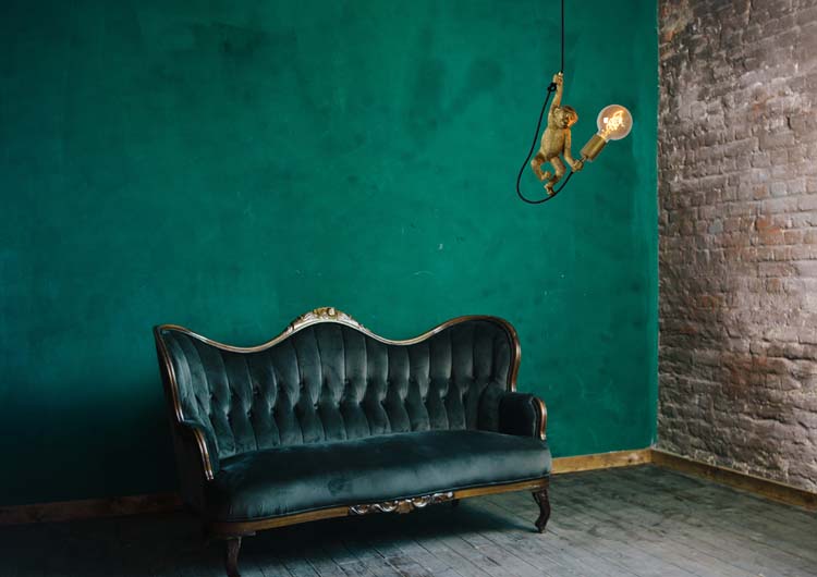 Hanglamp aap - zwart/goud - E27 - 40W