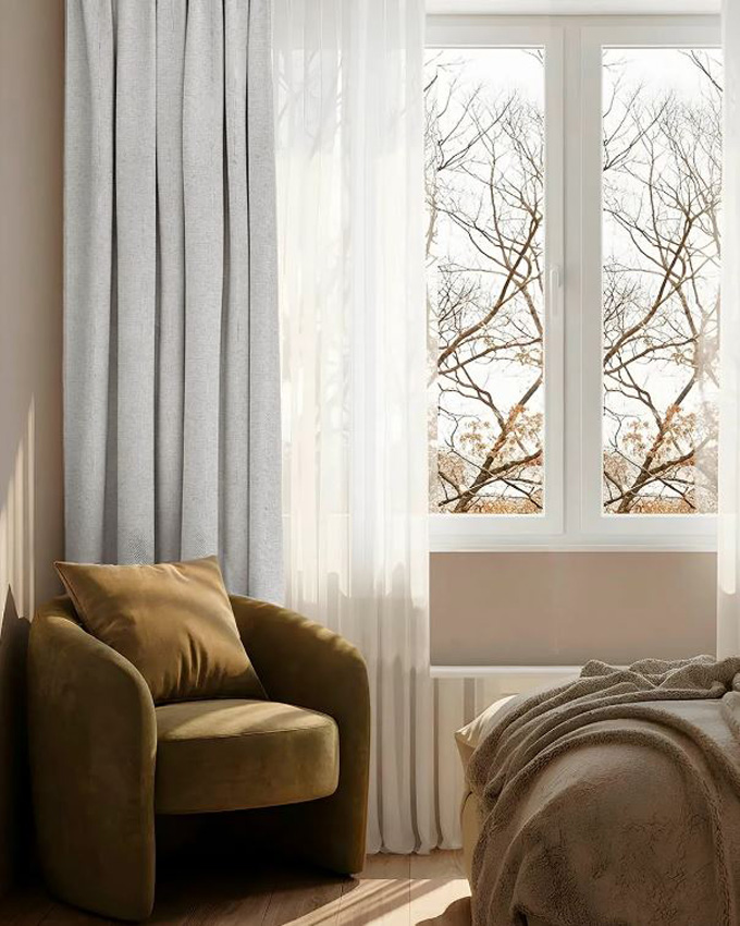 Overgordijn met haken offwhite 140x270cm