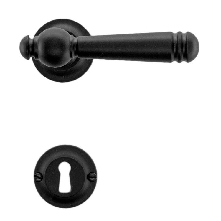 Poignée de porte calabria carbon noir rosace barbe