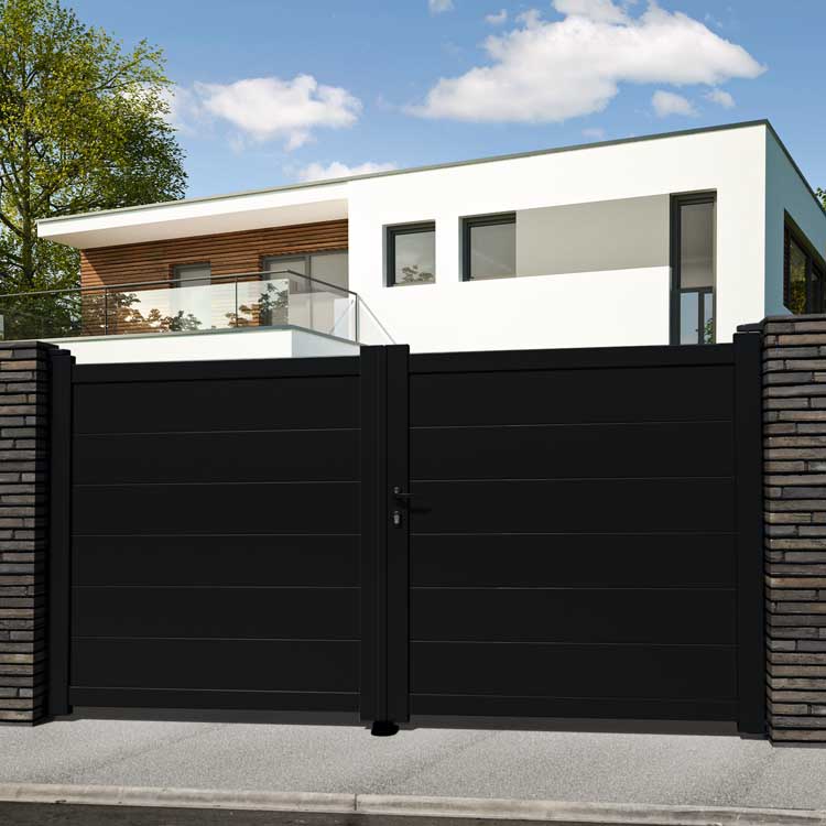 Portail battant double Salamanca aluminium noir 300x192cm - fermé, quincaillerie incluse