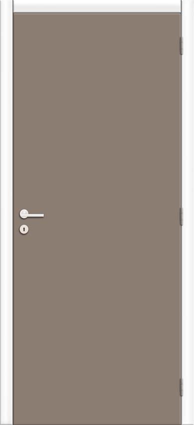 Porte intérieure complète Senso taupe 201,5x83cm aggloméré tubulaire réversible + châssis blanc 20cm