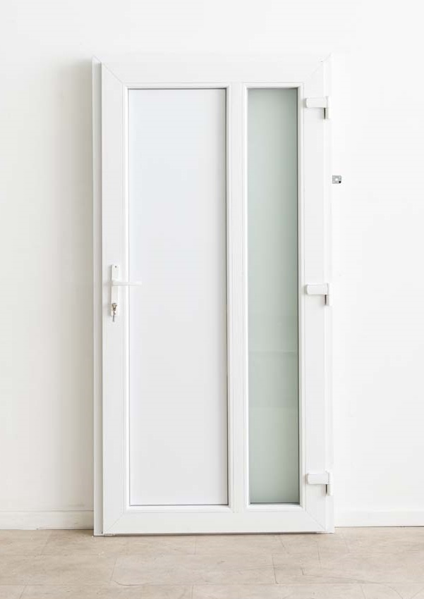 Porte extérieure Lumeo PVC vitrage mat blanc 1100x2100mm droite